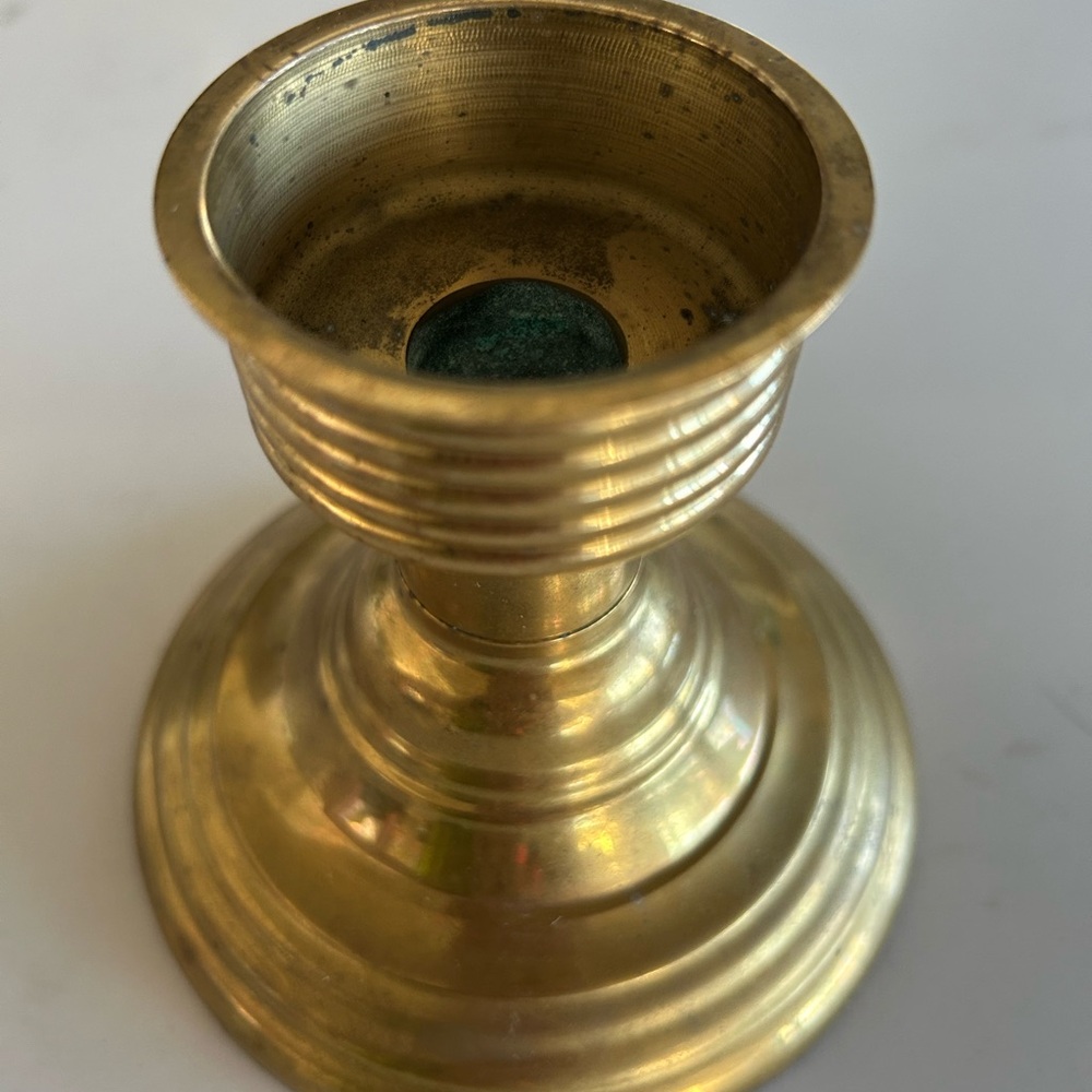 Vintage Gold Brass Candle Holder 4 x 5 in